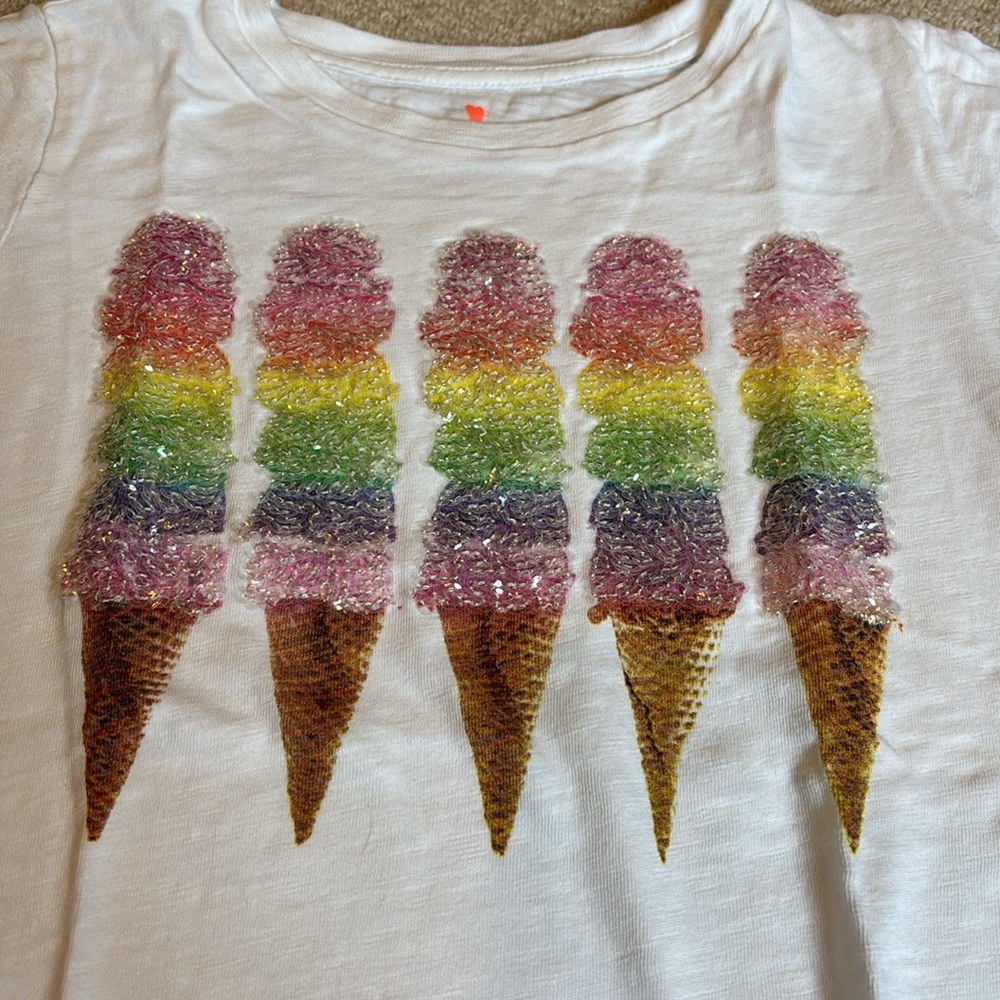 COPY - Crewcuts White Tee with Rainbow Sequin Ice Cream Design - Picture 2 of 4